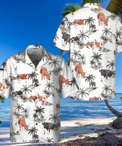 Tropical Island And Cows Pattern Cow Hawaiian Shirt, Tropical Cow Shirt For Men And Women, Cow Print Shirt