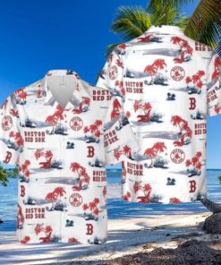 Tropical Palm Beach Scenery Boston Red Sox Hawaiian Shirt