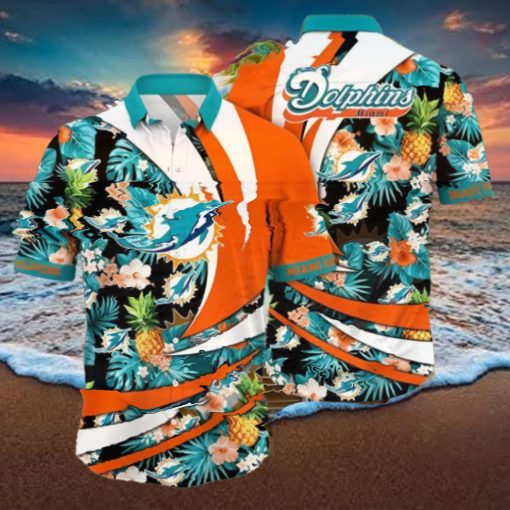 Tropical Plant Miami Dolphins NFL Hawaiian Shirt Beach Days Aloha Gift