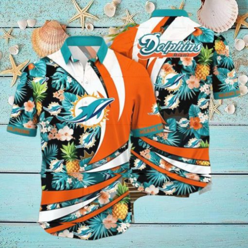 Tropical Plant Miami Dolphins NFL Hawaiian Shirt Beach Days Aloha Gift