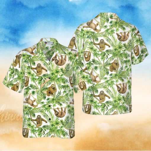 Tropical Sloth Seamless Pattern Hawaiian Shirt