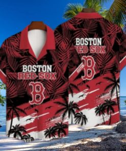 Tropical Sunset And Palm Boston Red Sox Hawaiian Shirt