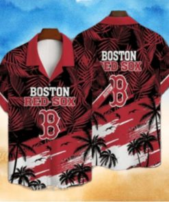 Tropical Sunset And Palm Boston Red Sox Hawaiian Shirt