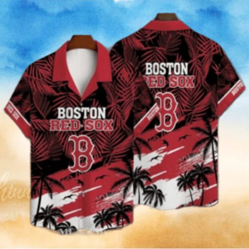 Tropical Sunset And Palm Boston Red Sox Hawaiian Shirt