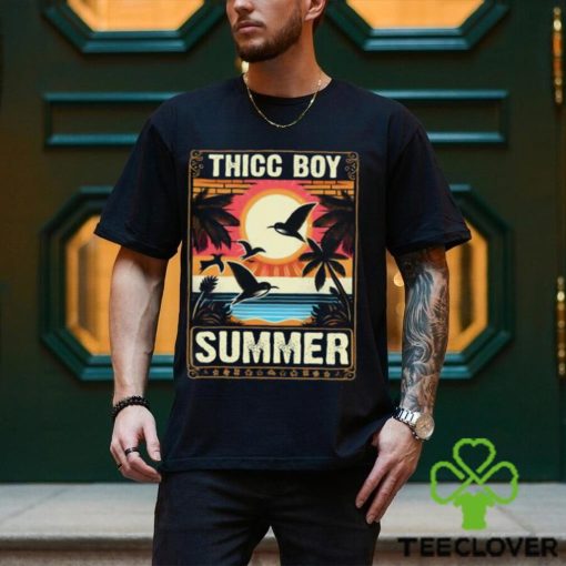 Tropical Thicc Boy Summer with Palm Tree Sunset T Shirt