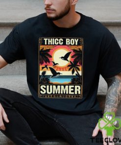 Tropical Thicc Boy Summer with Palm Tree Sunset T Shirt