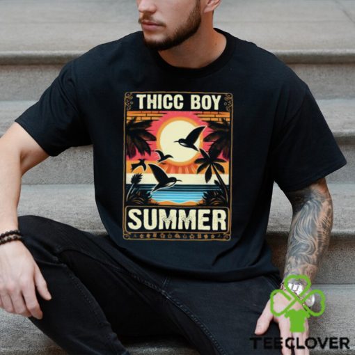 Tropical Thicc Boy Summer with Palm Tree Sunset T Shirt