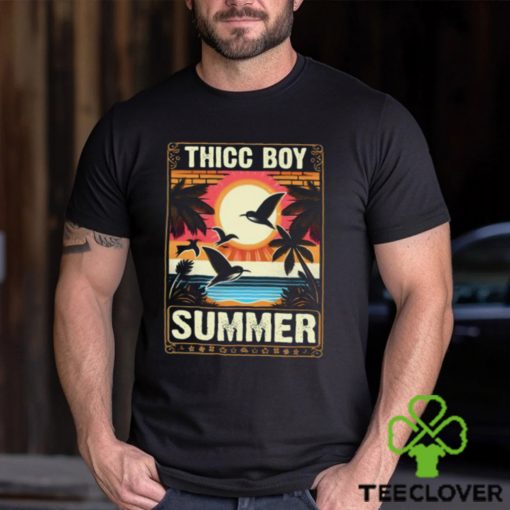 Tropical Thicc Boy Summer with Palm Tree Sunset T Shirt