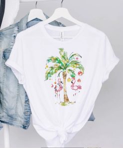 Tropical and flamingo Christmas t shirt