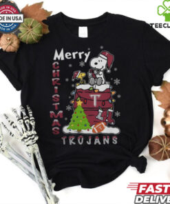 Troy Trojans Snoopy And Woodstock Merry Christmas Shirt