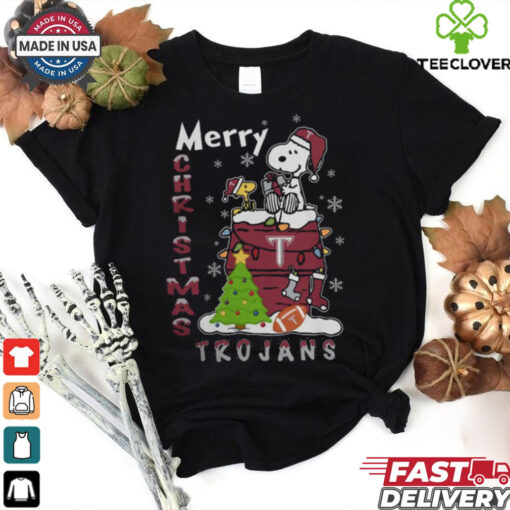 Troy Trojans Snoopy And Woodstock Merry Christmas Shirt