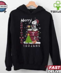 Troy Trojans Snoopy And Woodstock Merry Christmas Shirt
