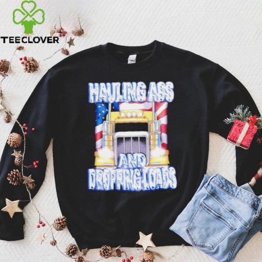 Truck Hauling ass and dropping loads American flag shirt