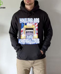 Truck Hauling ass and dropping loads American flag shirt
