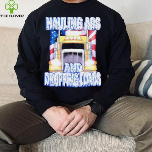 Truck Hauling ass and dropping loads American flag shirt
