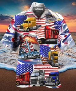 Truck USA Flag Independence Day Hawaiian Shirt