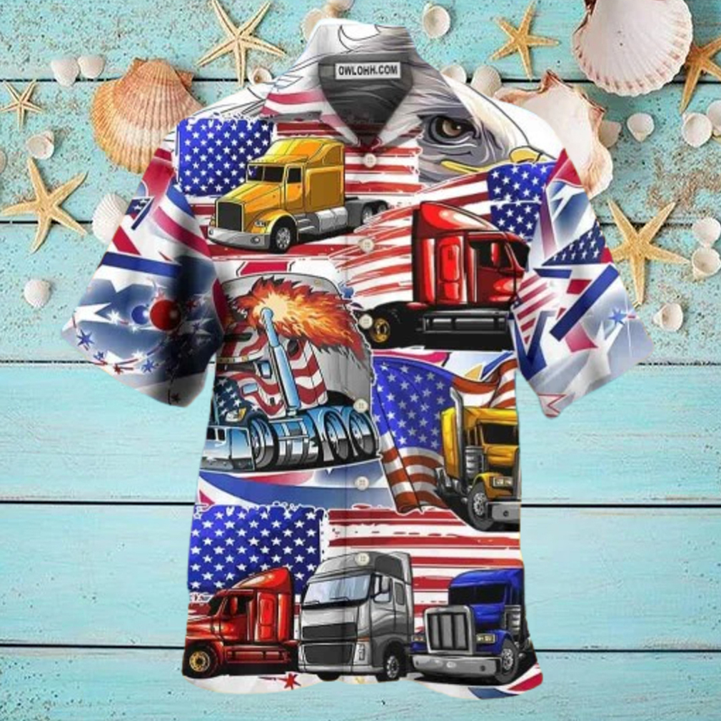 Truck USA Flag Independence Day Hawaiian Shirt Truck USA Flag Independence Day Hawaiian Shirt