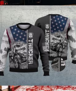 Trucker Flag Grey Ugly Christmas Sweater
