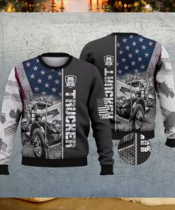 Trucker Flag Grey Ugly Christmas Sweater