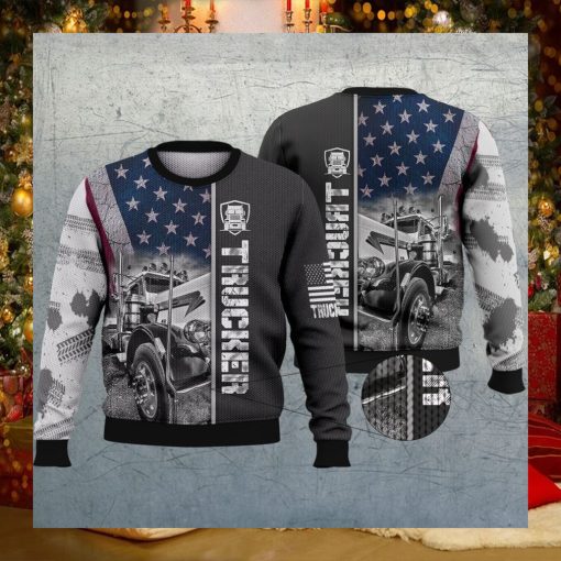 Trucker Flag Grey Ugly Christmas Sweater