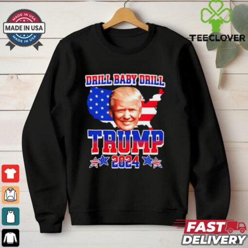 Trump 2024 Drill Baby Drill big face map shirt
