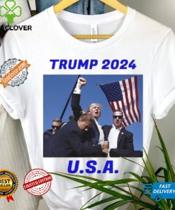 Trump 2024 Stay Strong Fist Pump Rally Secret Service Flag T Shirt