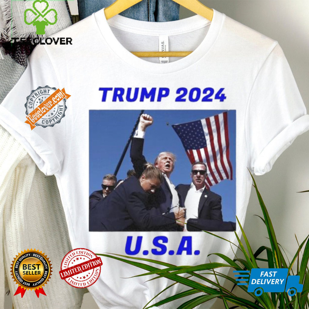 Trump 2024 Stay Strong Fist Pump Rally Secret Service Flag T Shirt Trump 2024 Stay Strong Fist Pump Rally Secret Service Flag T Shirt