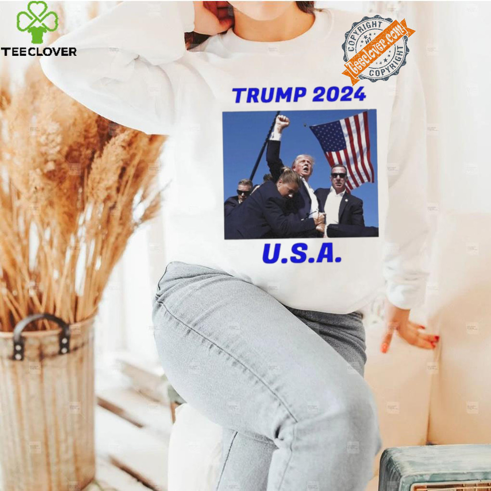 Trump 2024 Stay Strong Fist Pump Rally Secret Service Flag T Shirt Trump 2024 Stay Strong Fist Pump Rally Secret Service Flag T Shirt