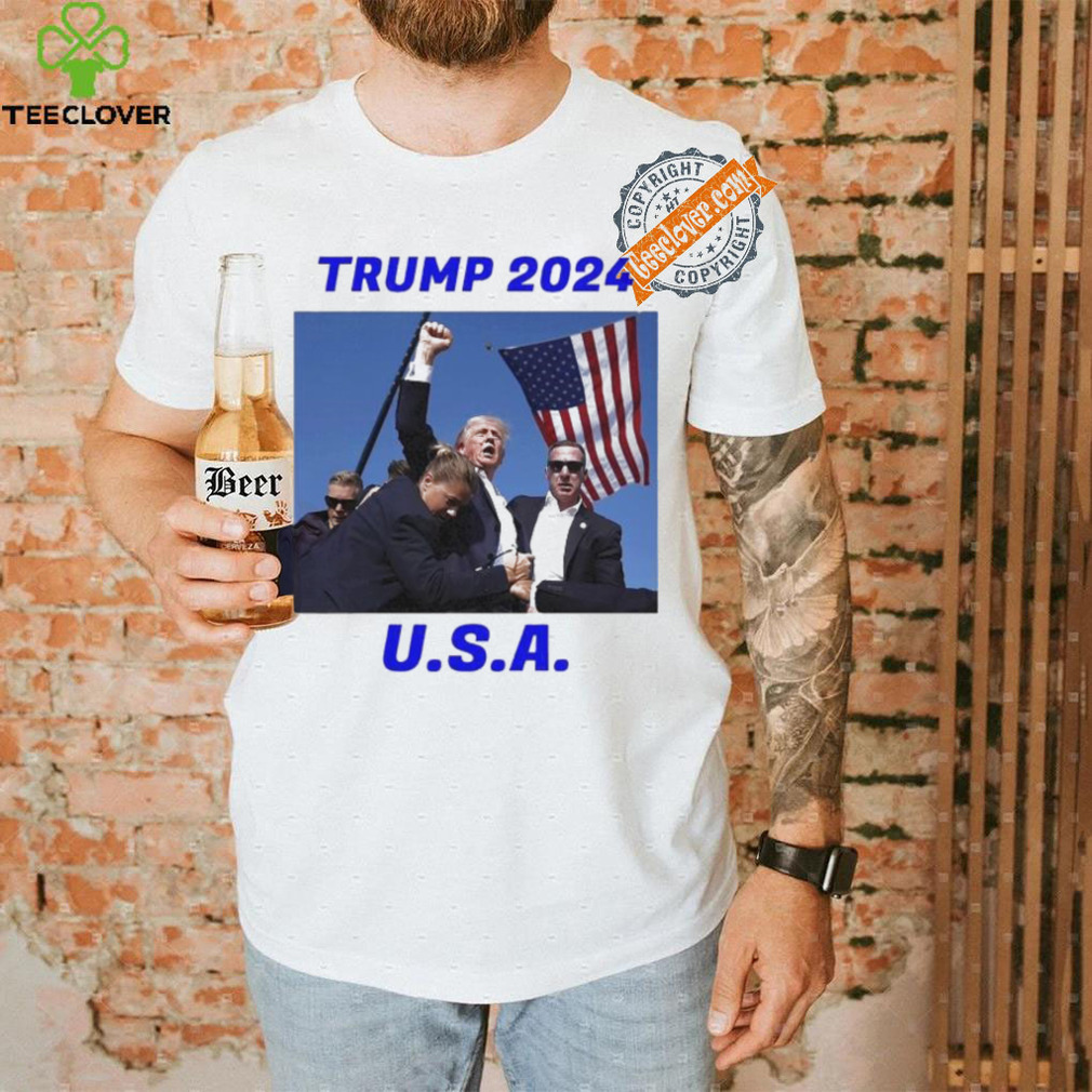 Trump 2024 Stay Strong Fist Pump Rally Secret Service Flag T Shirt Trump 2024 Stay Strong Fist Pump Rally Secret Service Flag T Shirt
