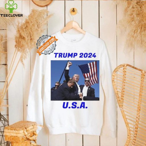 Trump 2024 Stay Strong Fist Pump Rally Secret Service Flag T Shirt