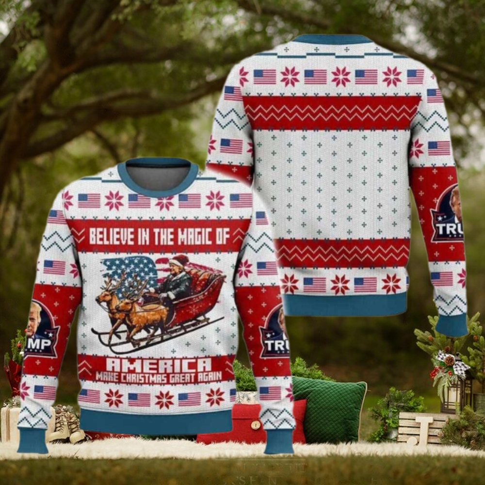 Trump Believe In The Magic Of America MAGA Christmas Ugly Sweater Trump Believe In The Magic Of America MAGA Christmas Ugly Sweater