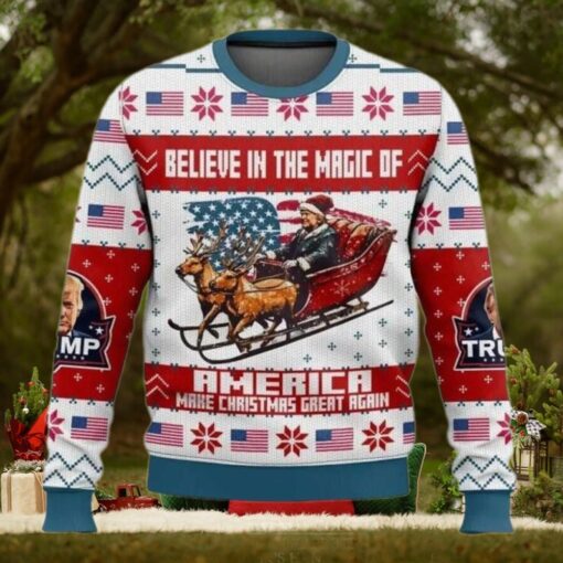 Trump Christmas Believe In The Magic Of America Ugly Sweater
