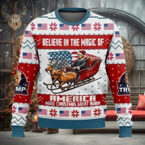 Trump Christmas Believe In The Magic Of America Ugly Sweater