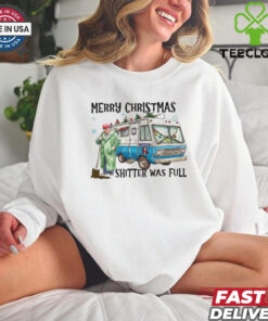 Trump Christmas Sweatshirt, Merry Christmas Shitter Was Full, Humorous Trump Christmas Sweatshirt
