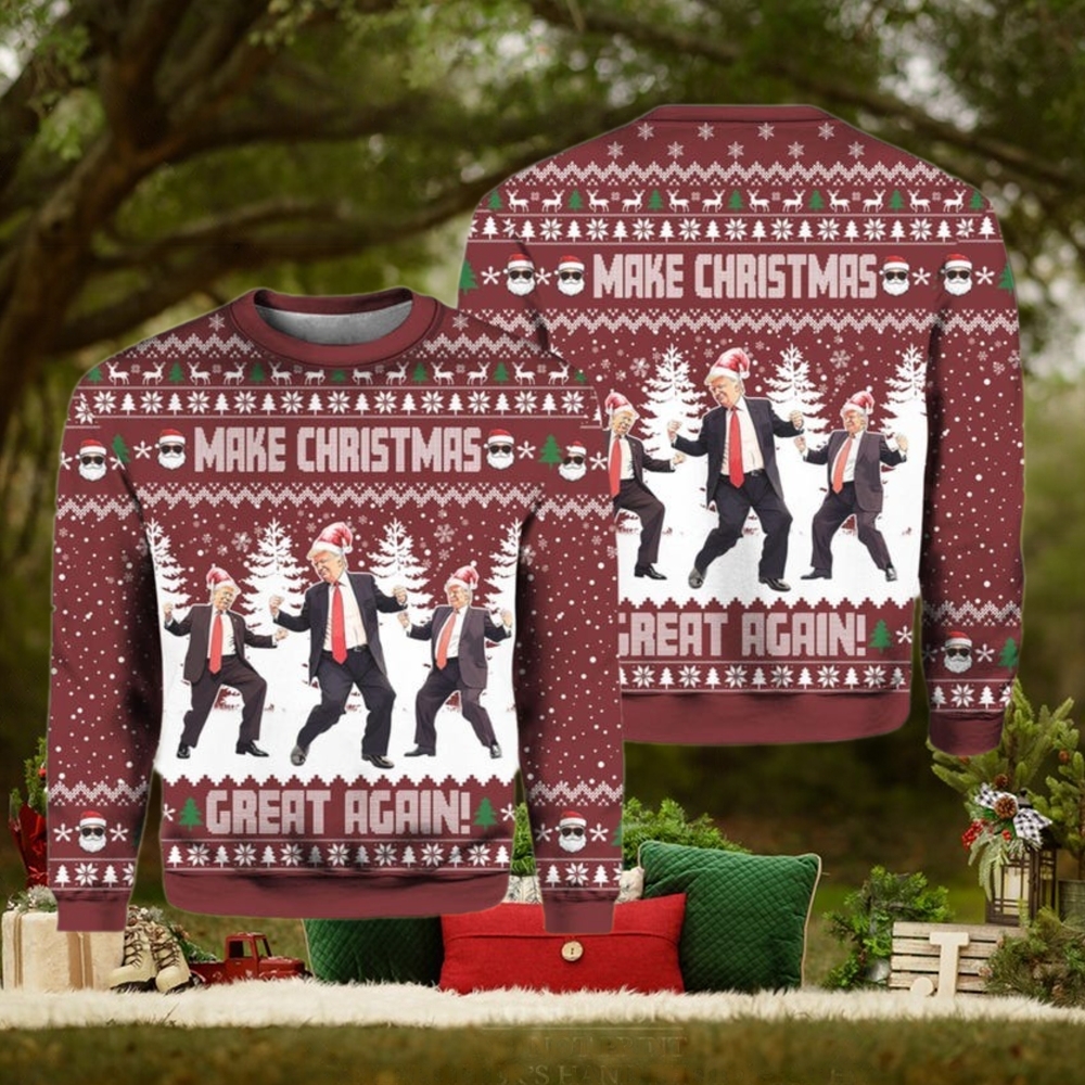 Trump Dancing Make Christmas Great Again Ugly Sweater, Funny Trump Christmas Sweater Trump Dancing Make Christmas Great Again Ugly Sweater, Funny Trump Christmas Sweater