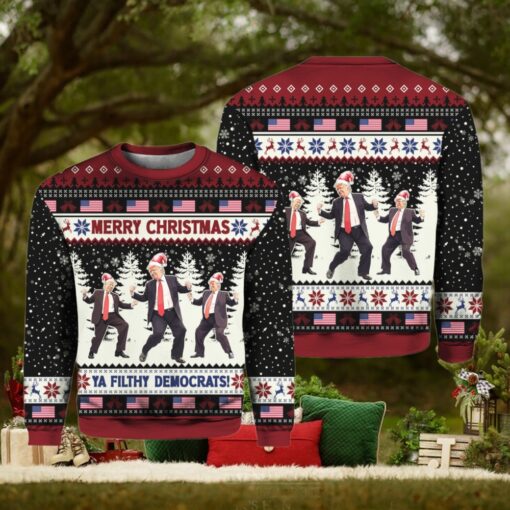 Trump Dancing Merry Christmas Ya Filthy Democrats Ugly Sweater