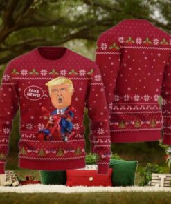 Trump Fake News Ugly Christmas Sweater