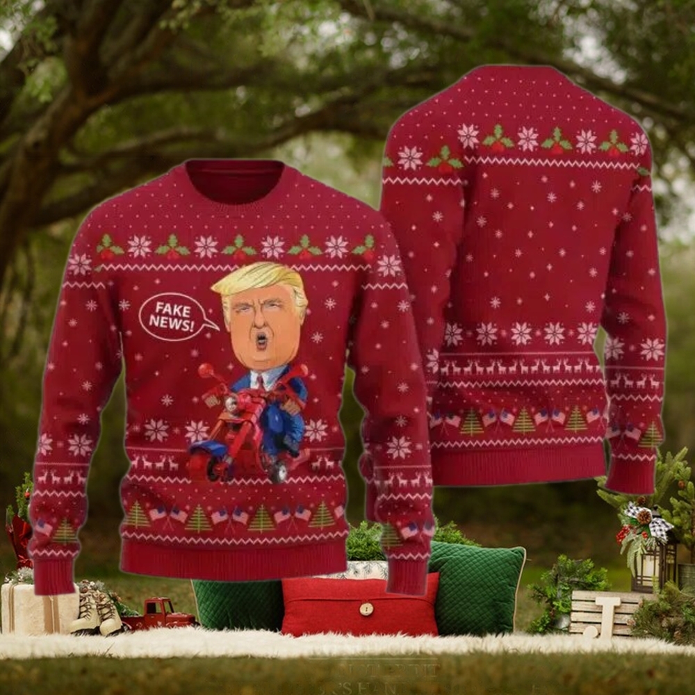 Trump Fake News Ugly Christmas Sweater Trump Fake News Ugly Christmas Sweater