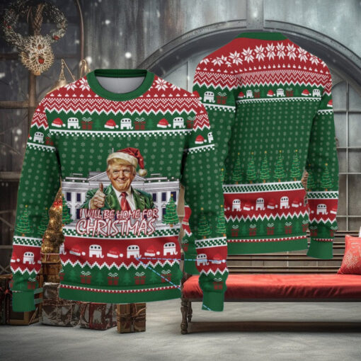 Trump I’ll Be Home For Christmas Ugly Christmas Sweater
