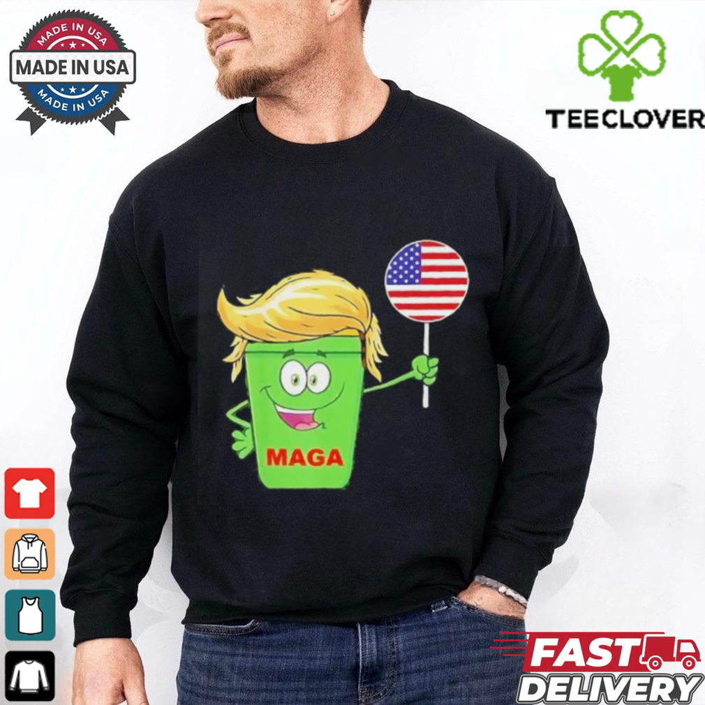 Trump MAGA Cartoon Garbage Can American Flag shirt Trump MAGA Cartoon Garbage Can American Flag shirt