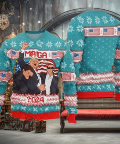 Trump Maga 2024 Ugly Christmas Sweater, Donald Trump Vote Election Ugly Sweater