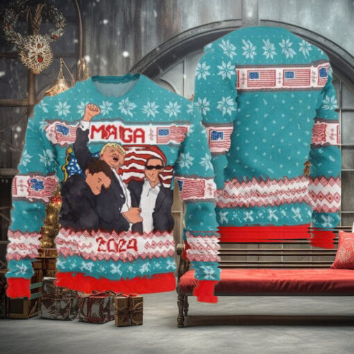 Trump Maga 2024 Ugly Christmas Sweater, Donald Trump Vote Election Ugly Sweater