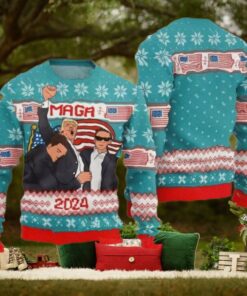 Trump Maga 2024 Ugly Christmas Sweater, Donald Trump Vote Election Ugly Sweater