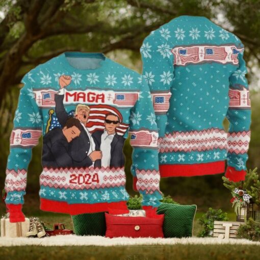 Trump Maga 2024 Ugly Christmas Sweater, Donald Trump Vote Election Ugly Sweater