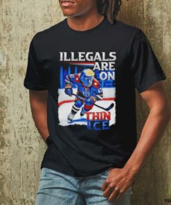 Trump Maga 47 NHL Illegals are on Thin ICE shirt