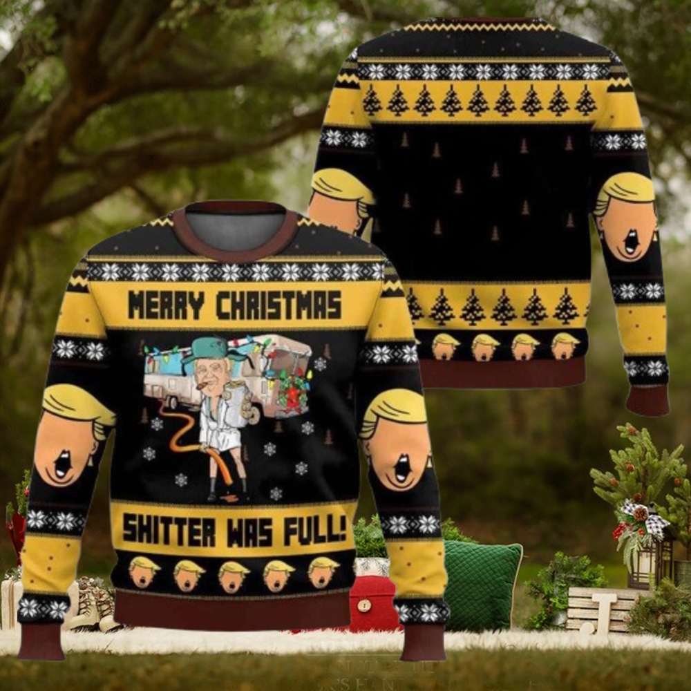 Trump Merry Christmas Shitter Was Full Ugly Christmas Sweater Trump Merry Christmas Shitter Was Full Ugly Christmas Sweater