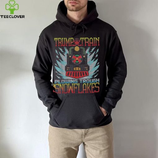 Trump Train Plowing Through Snowflakes Christmas Ugly Shirt