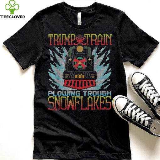 Trump Train Plowing Through Snowflakes Christmas Ugly Shirt