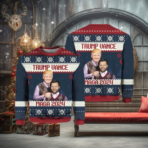 Trump Vance Step Brothers Maga 2024 Ugly Christmas Sweater Gift For Holiday