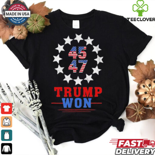 Trump Won 2024 45 47th President Usa Flag T Shirt